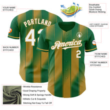 Laden Sie das Bild in den Galerie-Viewer, Custom Kelly Green White-Old Gold Gradient Classic Vertical Stripe Authentic Baseball Jersey
