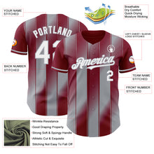 Load image into Gallery viewer, Custom Crimson White-Gray Gradient Classic Vertical Stripe Authentic Baseball Jersey

