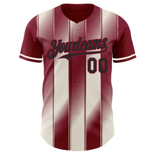 Load image into Gallery viewer, Custom Crimson Black-Cream Gradient Classic Vertical Stripe Authentic Baseball Jersey
