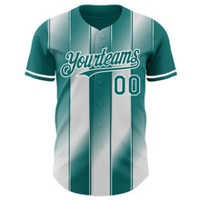 Load image into Gallery viewer, Custom Teal-White Gradient Classic Vertical Stripe Authentic Baseball Jersey

