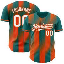 Load image into Gallery viewer, Custom Teal White-Orange Gradient Classic Vertical Stripe Authentic Baseball Jersey
