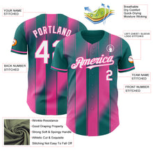 Laden Sie das Bild in den Galerie-Viewer, Custom Teal White-Pink Gradient Classic Vertical Stripe Authentic Baseball Jersey
