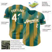 Загрузить изображение в средство просмотра галереи, Custom Teal White-Old Gold Gradient Classic Vertical Stripe Authentic Baseball Jersey
