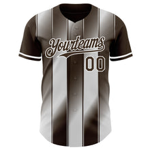 Laden Sie das Bild in den Galerie-Viewer, Custom Brown-White Gradient Classic Vertical Stripe Authentic Baseball Jersey

