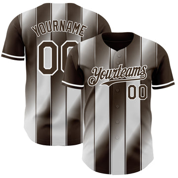 Custom Brown-White Gradient Classic Vertical Stripe Authentic Baseball Jersey