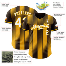 Загрузить изображение в средство просмотра галереи, Custom Brown White-Gold Gradient Classic Vertical Stripe Authentic Baseball Jersey
