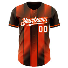 Загрузить изображение в средство просмотра галереи, Custom Brown White-Orange Gradient Classic Vertical Stripe Authentic Baseball Jersey
