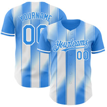 Load image into Gallery viewer, Custom Electric Blue-White Gradient Classic Vertical Stripe Authentic Baseball Jersey
