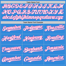 Load image into Gallery viewer, Custom Electric Blue White-Pink Gradient Classic Vertical Stripe Authentic Baseball Jersey

