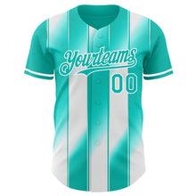 Load image into Gallery viewer, Custom Aqua-White Gradient Classic Vertical Stripe Authentic Baseball Jersey
