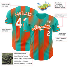 Load image into Gallery viewer, Custom Aqua White-Orange Gradient Classic Vertical Stripe Authentic Baseball Jersey
