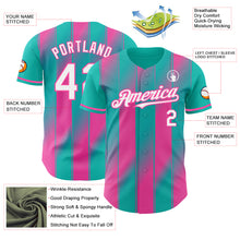 Load image into Gallery viewer, Custom Aqua White-Pink Gradient Classic Vertical Stripe Authentic Baseball Jersey
