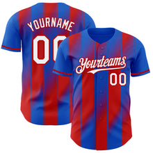 Загрузить изображение в средство просмотра галереи, Custom Thunder Blue White-Red Gradient Classic Vertical Stripe Authentic Baseball Jersey
