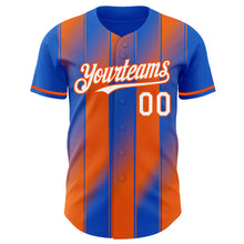 Загрузить изображение в средство просмотра галереи, Custom Thunder Blue White-Orange Gradient Classic Vertical Stripe Authentic Baseball Jersey

