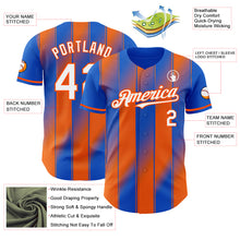 Загрузить изображение в средство просмотра галереи, Custom Thunder Blue White-Orange Gradient Classic Vertical Stripe Authentic Baseball Jersey
