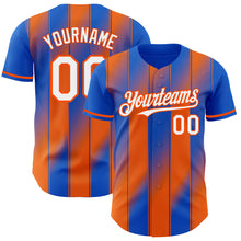 Загрузить изображение в средство просмотра галереи, Custom Thunder Blue White-Orange Gradient Classic Vertical Stripe Authentic Baseball Jersey

