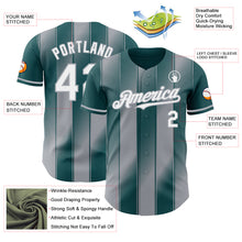 Laden Sie das Bild in den Galerie-Viewer, Custom Midnight Green White-Gray Gradient Classic Vertical Stripe Authentic Baseball Jersey
