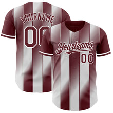 Laden Sie das Bild in den Galerie-Viewer, Custom Burgundy-White Gradient Classic Vertical Stripe Authentic Baseball Jersey
