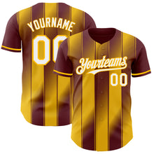 Charger l'image dans la galerie, Custom Burgundy White-Gold Gradient Classic Vertical Stripe Authentic Baseball Jersey
