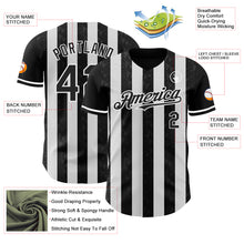 Laden Sie das Bild in den Galerie-Viewer, Custom Black-White Classic Vertical Stripe Fluid Liquid Texture Authentic Baseball Jersey
