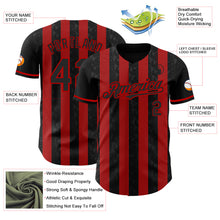 Laden Sie das Bild in den Galerie-Viewer, Custom Black-Red Classic Vertical Stripe Fluid Liquid Texture Authentic Baseball Jersey
