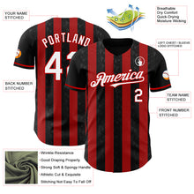 Laden Sie das Bild in den Galerie-Viewer, Custom Black White-Red Classic Vertical Stripe Fluid Liquid Texture Authentic Baseball Jersey
