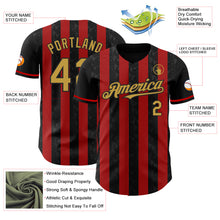 Загрузить изображение в средство просмотра галереи, Custom Black Old Gold-Red Classic Vertical Stripe Fluid Liquid Texture Authentic Baseball Jersey
