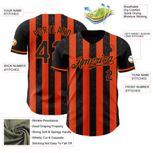 Load image into Gallery viewer, Custom Black-Orange Classic Vertical Stripe Fluid Liquid Texture Authentic Baseball Jersey
