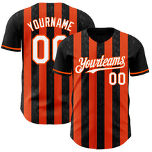 Load image into Gallery viewer, Custom Black White-Orange Classic Vertical Stripe Fluid Liquid Texture Authentic Baseball Jersey
