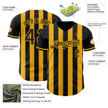 Charger l'image dans la galerie, Custom Black-Gold Classic Vertical Stripe Fluid Liquid Texture Authentic Baseball Jersey
