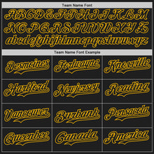 Charger l'image dans la galerie, Custom Black-Gold Classic Vertical Stripe Fluid Liquid Texture Authentic Baseball Jersey
