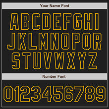 Charger l'image dans la galerie, Custom Black-Gold Classic Vertical Stripe Fluid Liquid Texture Authentic Baseball Jersey
