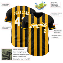 Загрузить изображение в средство просмотра галереи, Custom Black White-Gold Classic Vertical Stripe Fluid Liquid Texture Authentic Baseball Jersey
