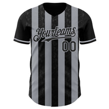 Laden Sie das Bild in den Galerie-Viewer, Custom Black-Gray Classic Vertical Stripe Fluid Liquid Texture Authentic Baseball Jersey
