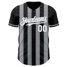 Laden Sie das Bild in den Galerie-Viewer, Custom Black White-Gray Classic Vertical Stripe Fluid Liquid Texture Authentic Baseball Jersey
