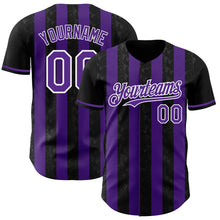Laden Sie das Bild in den Galerie-Viewer, Custom Black Purple-White Classic Vertical Stripe Fluid Liquid Texture Authentic Baseball Jersey
