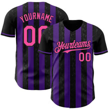 Charger l'image dans la galerie, Custom Black Pink-Purple Classic Vertical Stripe Fluid Liquid Texture Authentic Baseball Jersey
