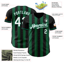Загрузить изображение в средство просмотра галереи, Custom Black White-Kelly Green Classic Vertical Stripe Fluid Liquid Texture Authentic Baseball Jersey
