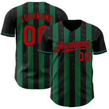 Charger l'image dans la galerie, Custom Black Red-Kelly Green Classic Vertical Stripe Fluid Liquid Texture Authentic Baseball Jersey
