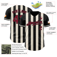 Load image into Gallery viewer, Custom Black Crimson-Cream Classic Vertical Stripe Fluid Liquid Texture Authentic Baseball Jersey
