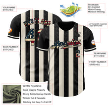 Charger l'image dans la galerie, Custom Black Vintage USA Flag-Cream Classic Vertical Stripe Fluid Liquid Texture Authentic Baseball Jersey
