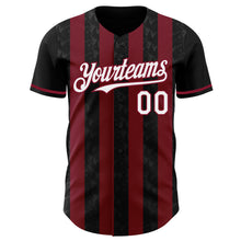 Laden Sie das Bild in den Galerie-Viewer, Custom Black White-Crimson Classic Vertical Stripe Fluid Liquid Texture Authentic Baseball Jersey
