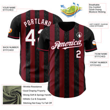 Laden Sie das Bild in den Galerie-Viewer, Custom Black White-Crimson Classic Vertical Stripe Fluid Liquid Texture Authentic Baseball Jersey
