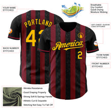 Load image into Gallery viewer, Custom Black Gold-Crimson Classic Vertical Stripe Fluid Liquid Texture Authentic Baseball Jersey
