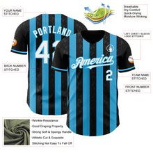 Загрузить изображение в средство просмотра галереи, Custom Black White-Sky Blue Classic Vertical Stripe Fluid Liquid Texture Authentic Baseball Jersey
