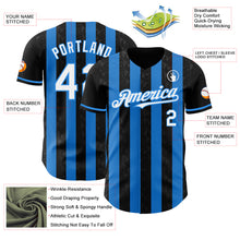 Laden Sie das Bild in den Galerie-Viewer, Custom Black White-Electric Blue Classic Vertical Stripe Fluid Liquid Texture Authentic Baseball Jersey
