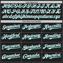 Laden Sie das Bild in den Galerie-Viewer, Custom Black White-Midnight Green Classic Vertical Stripe Fluid Liquid Texture Authentic Baseball Jersey
