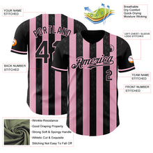 Charger l'image dans la galerie, Custom Black-Light Pink Classic Vertical Stripe Fluid Liquid Texture Authentic Baseball Jersey
