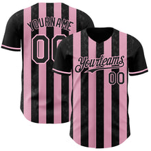 Charger l'image dans la galerie, Custom Black-Light Pink Classic Vertical Stripe Fluid Liquid Texture Authentic Baseball Jersey
