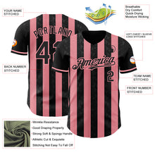 Laden Sie das Bild in den Galerie-Viewer, Custom Black-Medium Pink Classic Vertical Stripe Fluid Liquid Texture Authentic Baseball Jersey

